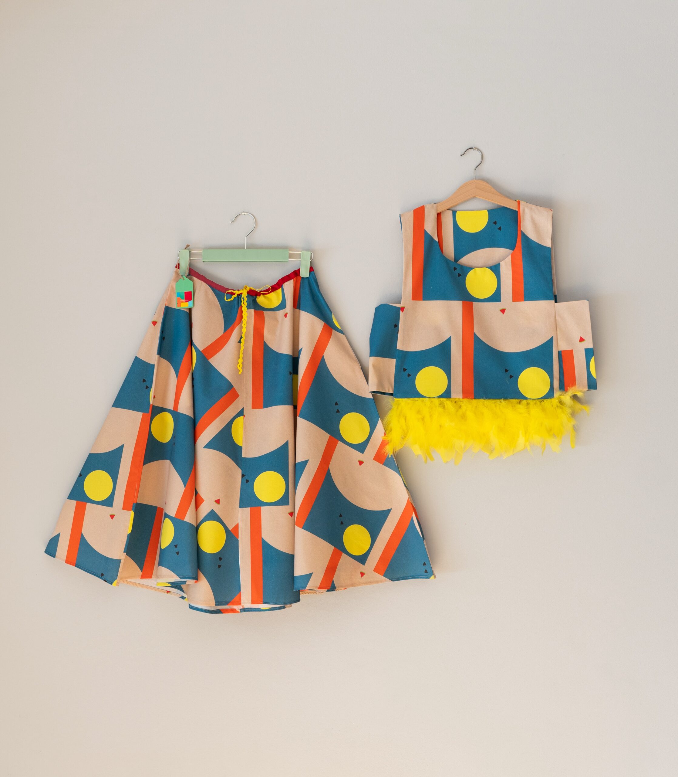 Wild Garden Set Sun with geometric cotton circle skirt and reversible vest
