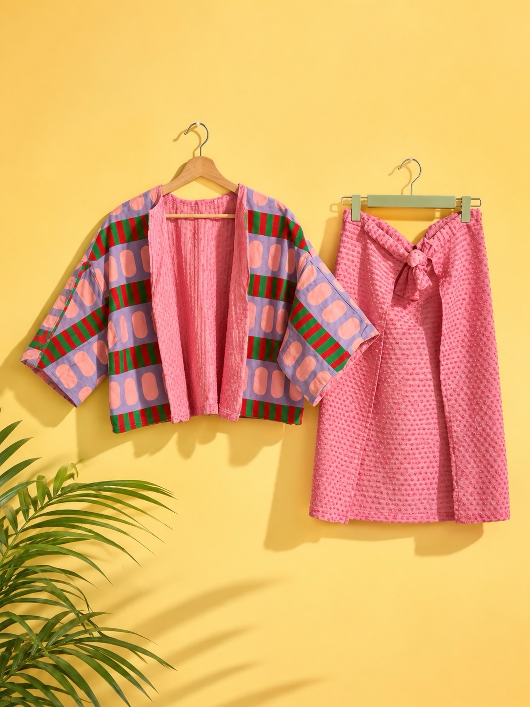 rose-aperitivo-set. Cotton jacket and pareo. reversible jacket